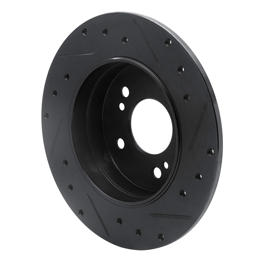 R1 87-15 Chrysler Crossfire Rear Left Drilled & Slotted Black Brake Rotor