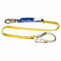 DECOIL LANYARD 1IN WEB SNAPHOOK AND REBAR HOOK 6FT GOLD