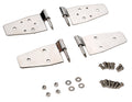 Door Hinge Set, Left & Right Front Upper & Lower Door Side Polished Stainless Steel Set Of 4 w/Hardware w/Half Doors w/Provisions For Mirrors RT Off Road