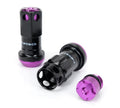NRG M12x1.5 Steel Lug Nut w/Purple Al Tip / Dust Cap Cover Set 22pcs Black/Purple w/Locks/Socket