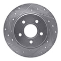 R1 12-18 Ford Focus Rear Left Drilled & Slotted Silver Brake Rotor