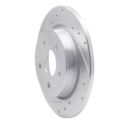 R1 12-18 Ford Focus Rear Left Drilled & Slotted Silver Brake Rotor