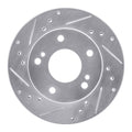 R1 94-96 Nissan 240SX Front Left Drilled & Slotted Silver Brake Rotor