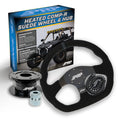 PRP Heated Suede D-Shape Steering Wheel Kit Black with Quick Release Hub for Polaris RZR Can Am X3 Arctic Cat Wildcat EZ-GO GEM John Deere Gator KG250H-02