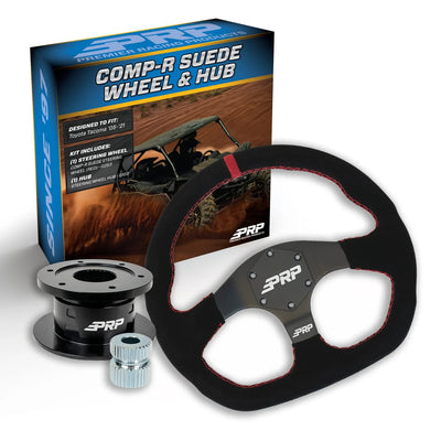 PRP Suede D-Shape Steering Wheel Kit Red with Quick Release Hub for Yamaha YXZ Viking Wolverine Rhino KG253-03