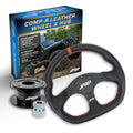 PRP Leather D-Shape Steering Wheel Kit Red with Quick Release Hub - Universal Weld on Adaptor KG243-04