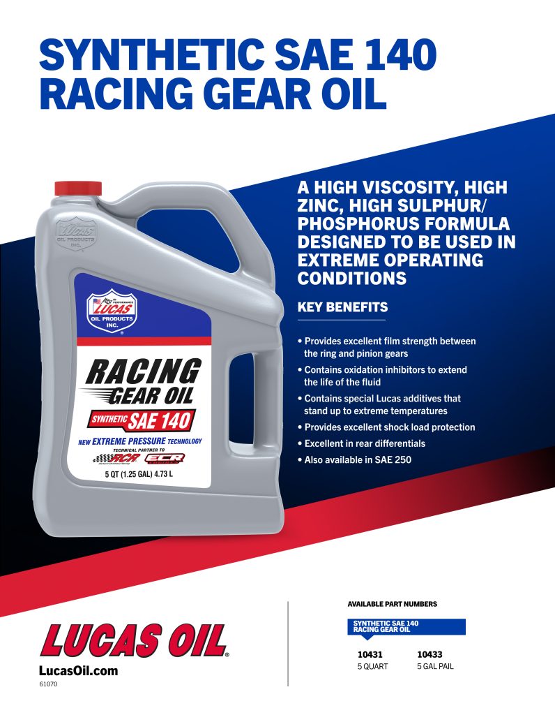 SYNTHETIC SAE 140 RACING GEAR OIL 5 QUART CASE OF 3