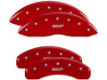 SET OF 4 CALIPER COVERS ENGRAVED FRONT/REAR MGP SILVER CHARACTERS RED POWDER C