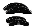 SET OF 4 CALIPER COVERS ENGRAVED FRONT/REAR MGP SILVER CHARACTERS BLACK POWDER