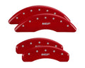 SET OF 4 CALIPER COVERS ENGRAVED FRONT/REAR MGP SILVER CHARACTERS RED POWDER C
