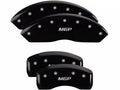 Set Of 4 Caliper Covers Engraved Front And Rear MGP Black Finish Silver Characters 2013-2020 Ford Fusion MGP Caliper Covers