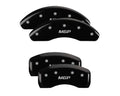 SET OF 4 CALIPER COVERS ENGRAVED FRONT/REAR MGP SILVER CHARACTERS BLACK POWDER