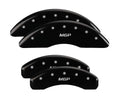 SET OF 4 CALIPER COVERS ENGRAVED FRONT/REAR MGP SILVER CHARACTERS BLACK POWDER