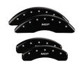 SET OF 4 CALIPER COVERS ENGRAVED FRONT/REAR MGP SILVER CHARACTERS BLACK POWDER