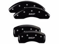 Set Of 4 Caliper Covers Engraved Front And Rear MGP Black Finish Silver Characters 1997-1998 Ford Mustang MGP Caliper Covers