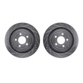 R1 15-23 Ford Mustang Rear Drilled & Slotted Silver Brake Rotor Set