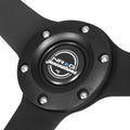 NRG Reinforced Black Perforated Leather Steering Wheel 350mm / 1.5in Deep w/ Goal Digger Blk Stitch