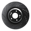 R1 -22 Hyundai Veloster N Front Left Drilled & Slotted Black Brake Rotor
