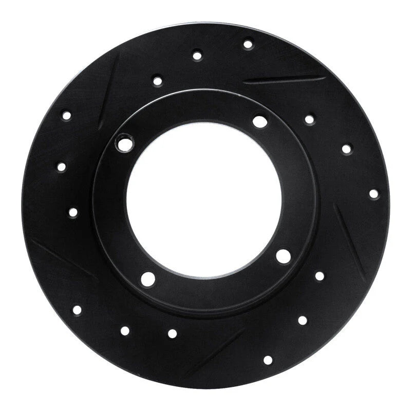 R1 73-79 Honda Civic Front Left Drilled & Slotted Black Brake Rotor