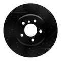 R1 11-19 BMW ActiveHybrid 5 Front Right Drilled & Slotted Black Brake Rotor