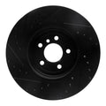 R1 11-19 BMW ActiveHybrid 5 Front Right Drilled & Slotted Black Brake Rotor