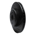 R1 11-19 BMW ActiveHybrid 5 Front Right Drilled & Slotted Black Brake Rotor