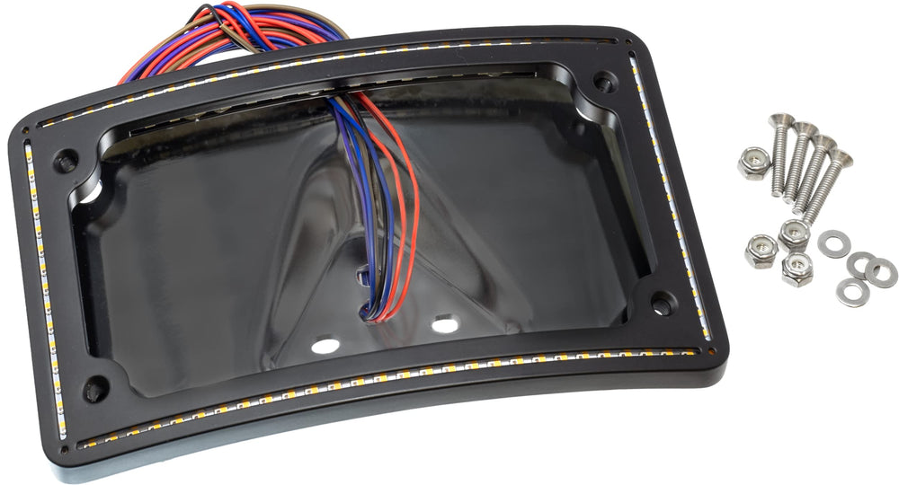 Letric Lighting 99-03 Sportster Perfect Plate Light Black Curved License Plate Frame
