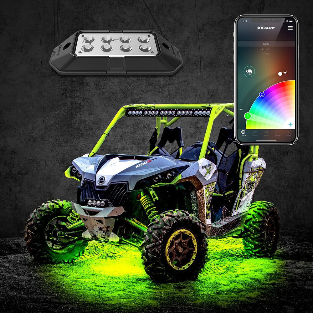 XK Glow Rock Light w/ XKchrome App Controlled Bluetooth Advanced Kit 4pc RGB 6W