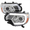 OE RETROFIT PROJECTOR HEADLIGHTS WITH LED BAR CHROME HOUSING AND CLEAR LENS
