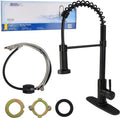 FAUCET KITCHEN 8IN BLACK MATTE METALCOILED SPRING FAUCET HAMMER STYLEHEAD