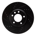 R1 03-15 Audi Q7 Right Front Drilled & Slotted Black Brake Rotor