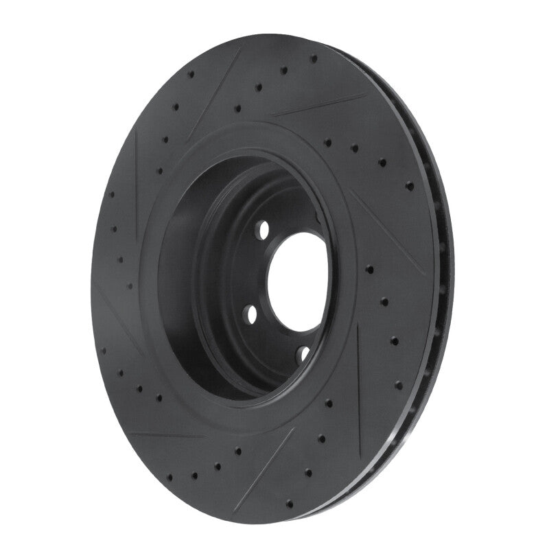 R1 07-08 BMW ALPINA B7 Rear Right Drilled & Slotted Black Brake Rotor