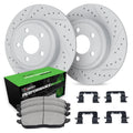 R1 97-15 Acura CSX Rear Drill/Slot Carbon Coated Rotor Set w/Perf Sport Pads