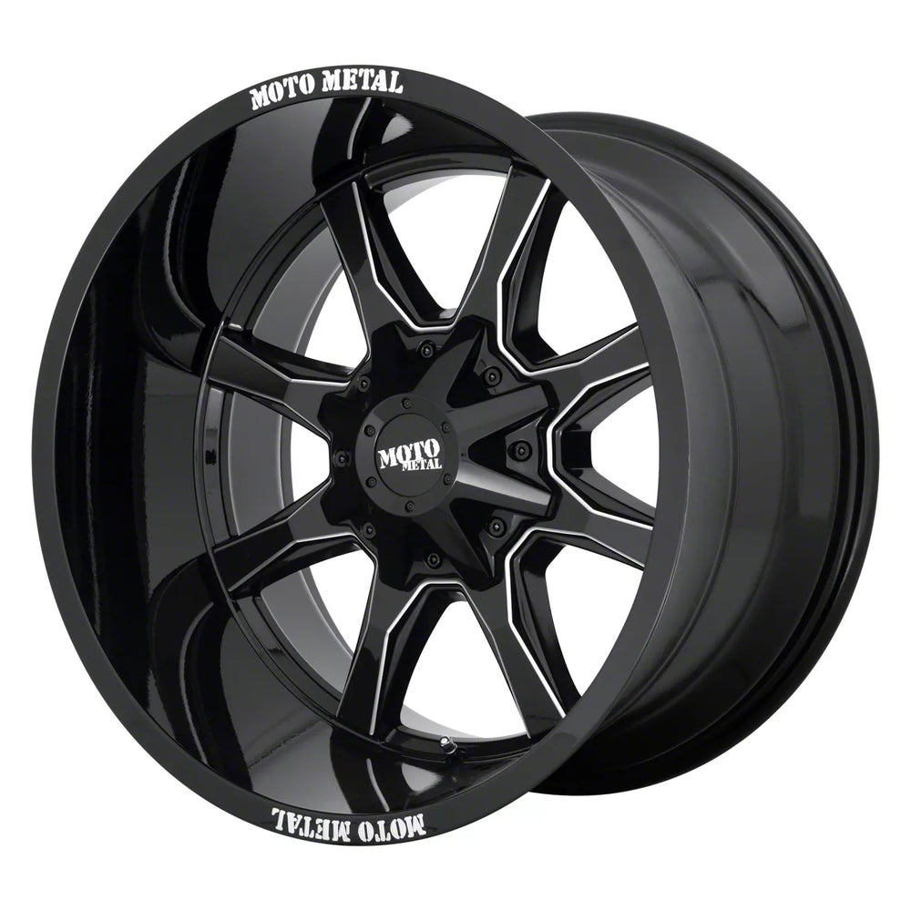 MO970 17x8 5x139.70/5x150.00 GLOSS BLACK W/ MILLED SPOKE & MOTO METAL ON LIP (0