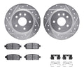 R1 11-18 Buick Encore Rear Drilled & Slotted Silver Brake Rotor Set w/Optimum OE Pads and Hardware