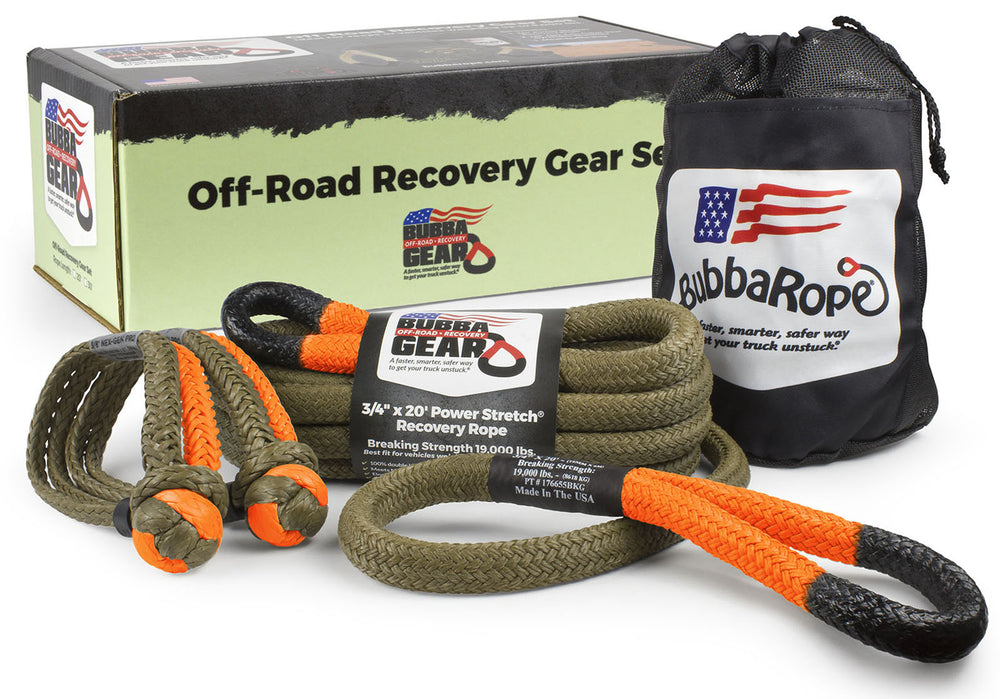 3/4IN X30FT RENEGADE RECOVERY GEAR SET NEXGEN PRO GATOR JAW SYNTHETIC SHACKLES ORANGE BLAZE
