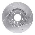 R1 11-18 Porsche CAYENNE Right Front Drilled & Slotted Silver Brake Rotor