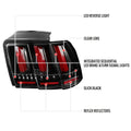 SEQUENTIAL LET TAIL LIGHTS- BLACK HOUSING- CLEAR LENS WITH RED LIGHT BAR
