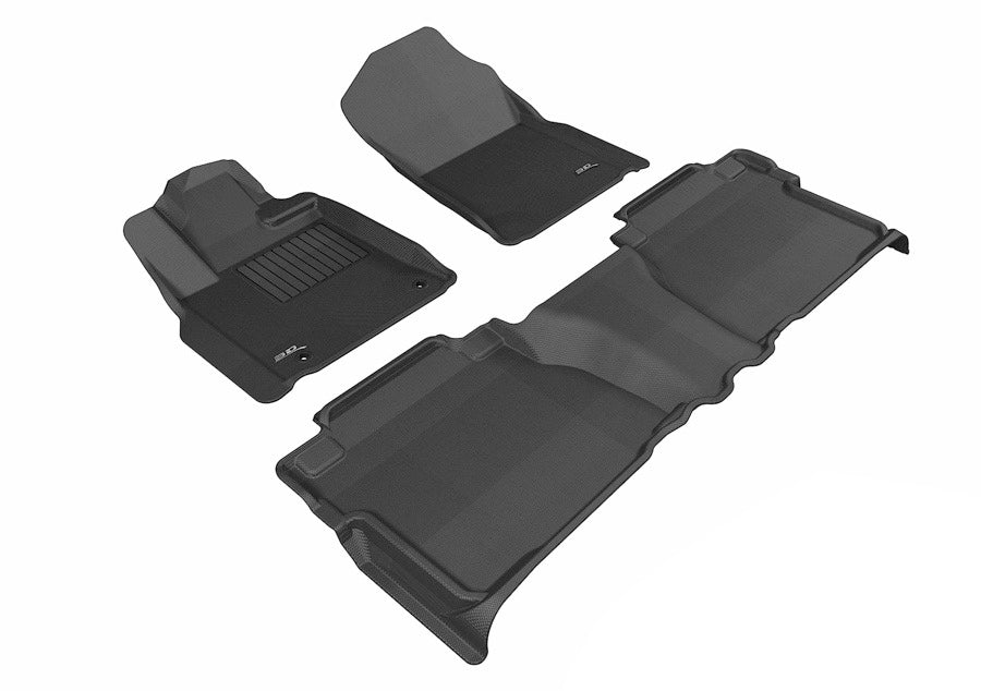 3D MAXpider 2007-2011 Toyota Tundra Double Cab Kagu 1st & 2nd Row Floormats - Black