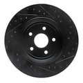 R1 06-10 Jeep Grand Cherokee Rear Left Drilled & Slotted Black Brake Rotor