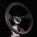 NRG Reinforced Steering Wheel (350mm / 3in. Deep) Black Leather w/ Alcantara Stitching