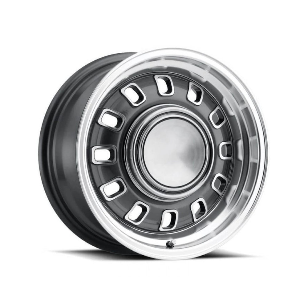 LEGENDARY WHEELS 12 SLOT 15x7 4x114.3/4x4.5 +7.1MM OS CHARCOAL/MACHINED