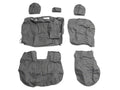09C DODGE RAM QUAD REAR FULL BENCH W/2 ADJ HDRSTS W/CTR SHLDR BELT SEAT SAVER POLYCOTTON CHARCOAL