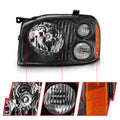 ANZO 2001-2004 Nissan Frontier Se Crystal Headlight Black Amber Reflector