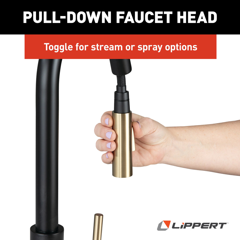 Flow Max Bullet PullDown Kitchen Faucet Black Matte / Satin Bronze