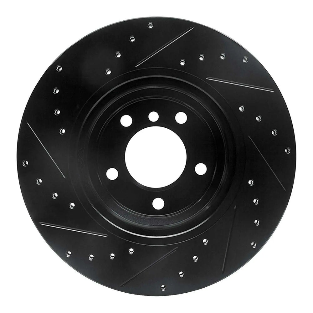 R1 17-21 Honda CLARITY Front Right Drilled & Slotted Black Brake Rotor