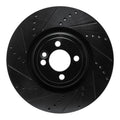 R1 13-13 Mini Cooper (Excl Clubman) Front Left Drilled & Slotted Black Brake Rotor