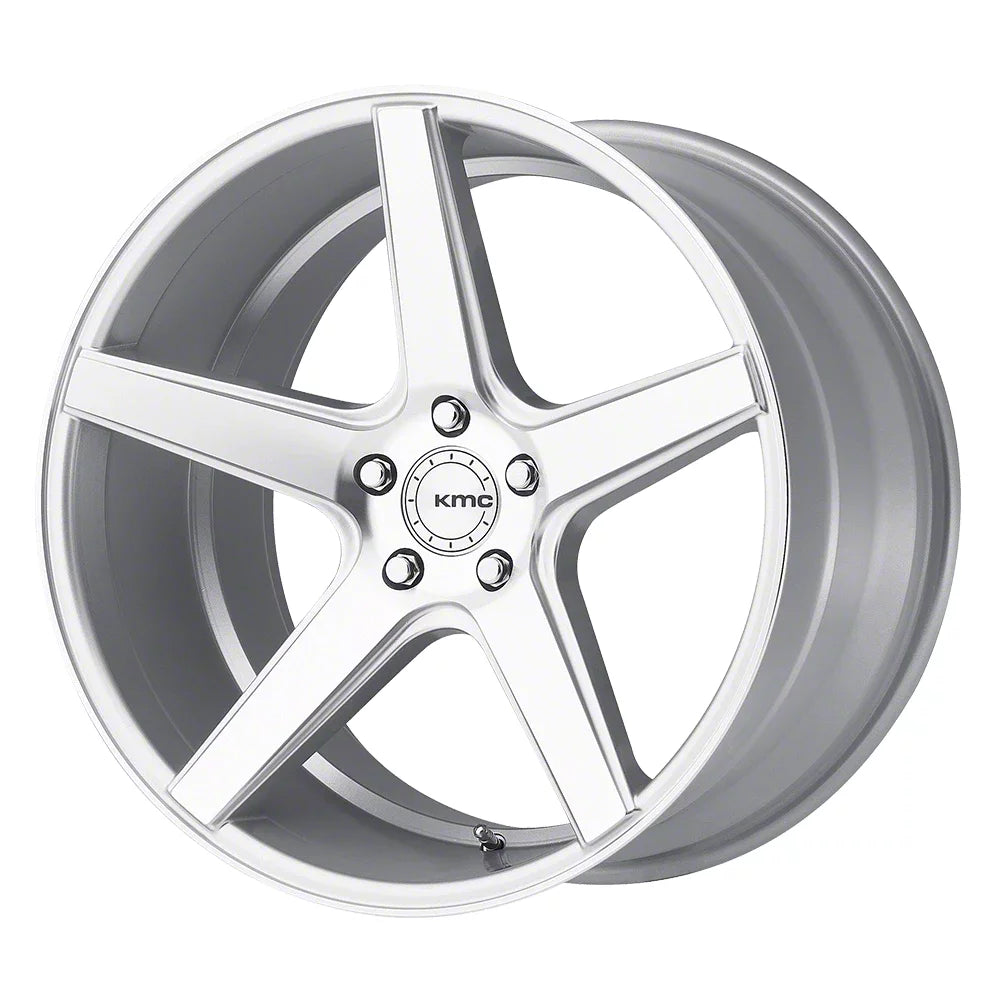 KM685 DISTRICT BRIGHT SILVER WITH MACHINED FACE 22 X 10.5 5X4.5 6.85 b/s 28 o/s