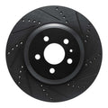 R1 17-25 Tesla Model 3 Rear Right Drilled & Slotted Black Brake Rotor