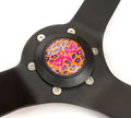NRG Reinforced Steering Wheel (350mm/3in. Deep) SAVAGE Orange Leopard w/ Matte Blk Spokes